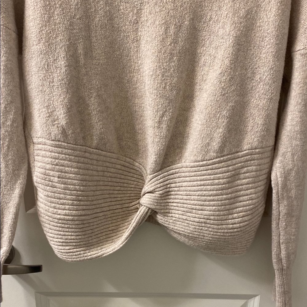 Yes Lola-Cozy Cream Crew Neck Sweater with Modern Twist - Picture 3 of 9